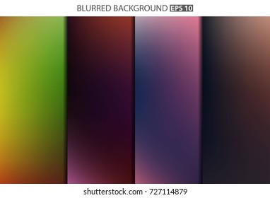 Abstract Creative concept vector multicolored blurred background set. For Web and Mobile Applications, art illustration template design, business infographic and social media, modern decoration.