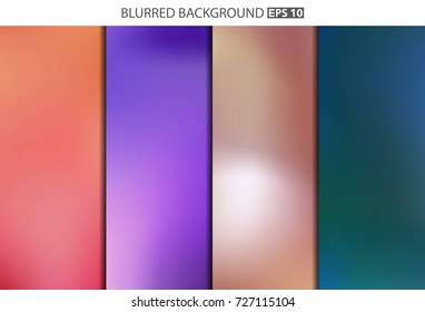 Abstract Creative concept vector multicolored blurred background set. For Web and Mobile Applications, art illustration template design, business infographic and social media, modern decoration.
