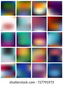 Abstract Creative concept vector multicolored blurred background set. For Web and Mobile Applications, art illustration template design, business infographic and social media, modern decoration.