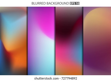 Abstract Creative concept vector multicolored blurred background set. For Web and Mobile Applications, art illustration template design, business infographic and social media, modern decoration.