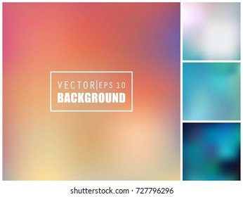 Abstract Creative concept vector multicolored blurred background set. For Web and Mobile Applications, art illustration template design, business infographic and social media, modern decoration.