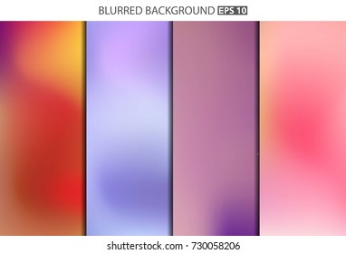 Abstract Creative concept vector multicolored blurred background set. For Web and Mobile Applications, art illustration template design, business infographic and social media, modern decoration.
