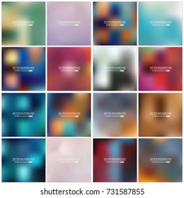 Abstract Creative concept vector multicolored blurred background set. For Web and Mobile Applications, art illustration template design, business infographic and social media, modern decoration.