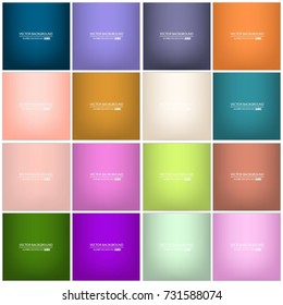 Abstract Creative concept vector multicolored blurred background set. For Web and Mobile Applications, art illustration template design, business infographic and social media, modern decoration.