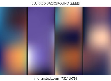 Abstract Creative concept vector multicolored blurred background set. For Web and Mobile Applications, art illustration template design, business infographic and social media, modern decoration.