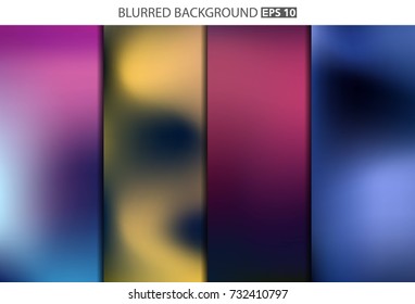 Abstract Creative concept vector multicolored blurred background set. For Web and Mobile Applications, art illustration template design, business infographic and social media, modern decoration.