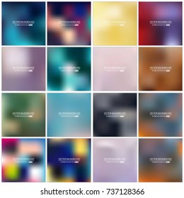 Abstract Creative concept vector multicolored blurred background set. For Web and Mobile Applications, art illustration template design, business infographic and social media, modern decoration.