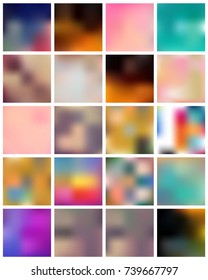 Abstract Creative concept vector multicolored blurred background set. For Web and Mobile Applications, art illustration template design, business infographic and social media, modern decoration.