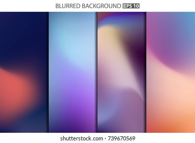 Abstract Creative concept vector multicolored blurred background set. For Web and Mobile Applications, art illustration template design, business infographic and social media, modern decoration.
