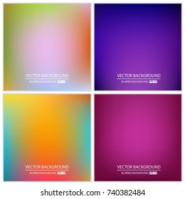 Abstract Creative concept vector multicolored blurred background set. For Web and Mobile Applications, art illustration template design, business infographic and social media, modern decoration.