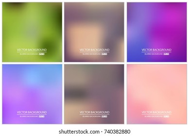 Abstract Creative concept vector multicolored blurred background set. For Web and Mobile Applications, art illustration template design, business infographic and social media, modern decoration.