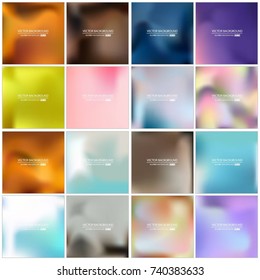 Abstract Creative concept vector multicolored blurred background set. For Web and Mobile Applications, art illustration template design, business infographic and social media, modern decoration.
