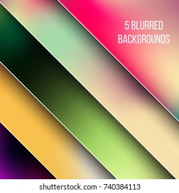 Abstract Creative concept vector multicolored blurred background set. For Web and Mobile Applications, art illustration template design, business infographic and social media, modern decoration.