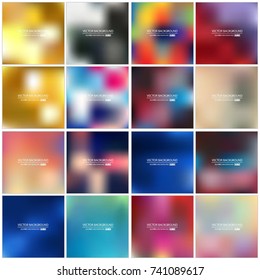 Abstract Creative concept vector multicolored blurred background set. For Web and Mobile Applications, art illustration template design, business infographic and social media, modern decoration.