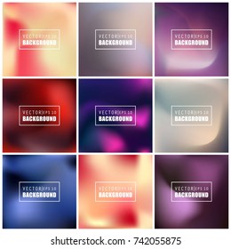 Abstract Creative concept vector multicolored blurred background set. For Web and Mobile Applications, art illustration template design, business infographic and social media, modern decoration.