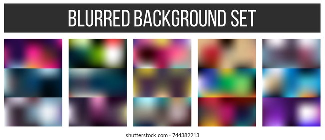 Abstract Creative concept vector multicolored blurred background set. For Web and Mobile Applications, art illustration template design, business infographic and social media, modern decoration.