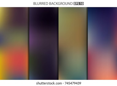 Abstract Creative concept vector multicolored blurred background set. For Web and Mobile Applications, art illustration template design, business infographic and social media, modern decoration.