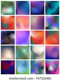 Abstract Creative concept vector multicolored blurred background set. For Web and Mobile Applications, art illustration template design, business infographic and social media, modern decoration.