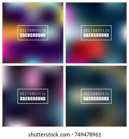 Abstract Creative concept vector multicolored blurred background set. For Web and Mobile Applications, art illustration template design, business infographic and social media, modern decoration.