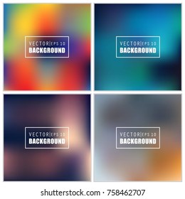 Abstract Creative concept vector multicolored blurred background set. For Web and Mobile Applications, art illustration template design, business infographic and social media, modern decoration.