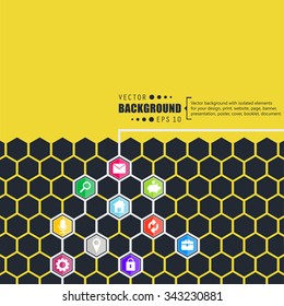 Abstract creative concept vector ?exagon network with icon isolated on background for web, mobile App. Art illustration template design, seo business infographic, website, person profile.