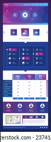 Abstract Creative concept vector one page website template isolated on background. Includes illustration interface, flat UI kit for web and UX mobile design, business infographic and social multimedia