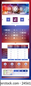 Abstract Creative concept vector one page website template isolated on background. Includes illustration interface, flat UI kit for web and UX mobile design, business infographic and social multimedia