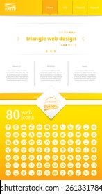 Abstract Creative concept vector one page website template isolated on background. Includes illustration interface, flat UI kit for web and UX mobile design, business infographic and social multimedia