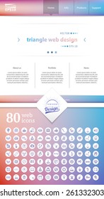 Abstract Creative concept vector one page website template isolated on background. Includes illustration interface, flat UI kit for web and UX mobile design, business infographic and social multimedia