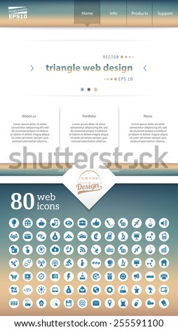 Abstract Creative concept vector one page website template isolated on background. Includes illustration interface, flat UI kit for web and UX mobile design, business infographic and social multimedia