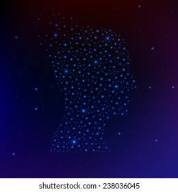 Abstract creative concept vector silhouette head for Web and Mobile Applications isolated on white background. Art illustration, creative template design, Business software and social media glow icon.