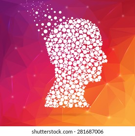 Abstract creative concept vector silhouette head for Web and Mobile Applications isolated on white background. Vector illustration, creative template design, Business software and social media.