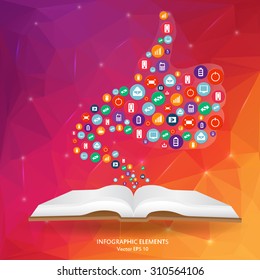 Abstract creative concept vector siluet hands of icons. For web and mobile applications isolated on background, illustration template design, Business infographic and social media.