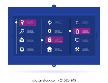 Abstract creative concept vector user interface template (panel menu). For web, site, digital mobile applications isolated on background, art illustration, design, business infographic, apps, software