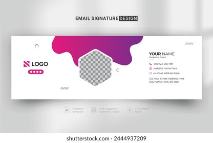 abstract creative corporate business email signature footer design template with high attractive color combinations