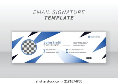 Abstract creative corporate business geometric modern style shape email signature cover banner design template with an author photo place.
