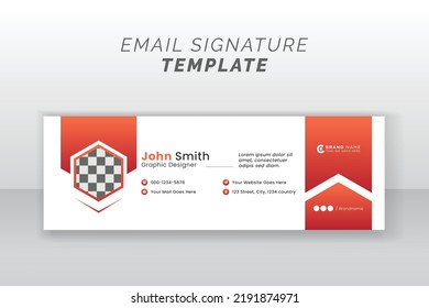 Abstract creative corporate business geometric modern style shape email signature cover banner design template with an author photo place.