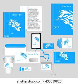 Abstract creative corporate identity set template in blue