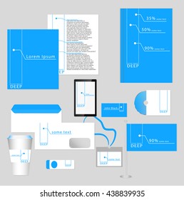 Abstract creative corporate identity set template in blue