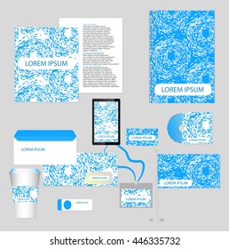 Abstract creative corporate identity set template in blue