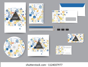 Abstract creative corporate identity template with geometric elements