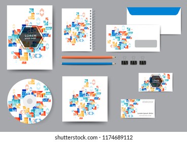 Abstract creative corporate identity template with geometric elements