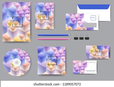 Abstract creative corporate identity template with geometric elements