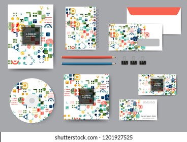Abstract creative corporate identity template with geometric elements