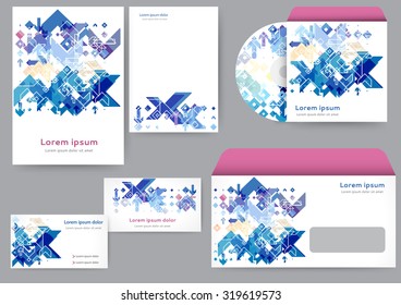 Abstract creative corporate identity template with geometric elements