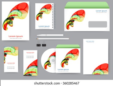 Abstract creative corporate identity template with abstract lines and waves