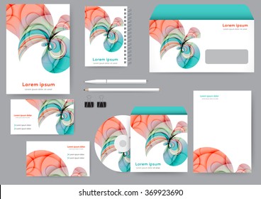 Abstract creative corporate identity template with abstract lines and waves