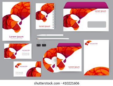 Abstract creative corporate identity template with abstract lines and waves