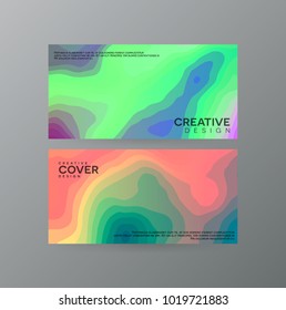 Abstract, creative cover concepts collection. Set of bright vector shapes. Topography colorful patterns . Banner, brochure, magazine, poster, cover, annual report, card template layout. Colour mixing