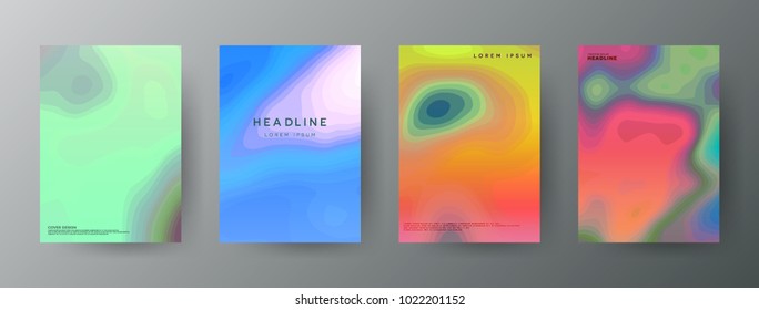 Abstract, creative cover concepts collection. Set of bright vector shapes. Topography colorful patterns . Banner, brochure, magazine, poster, cover, annual report, card template layout. Colour mixing